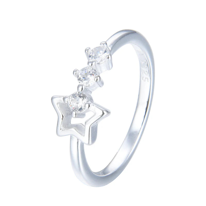 Anillo de Estrella y Punto Luz en Plata 925