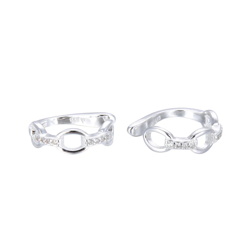 Zarcillos de Presión de Eslabones (Ear-Cuff) en Plata 925 (1 Pieza)