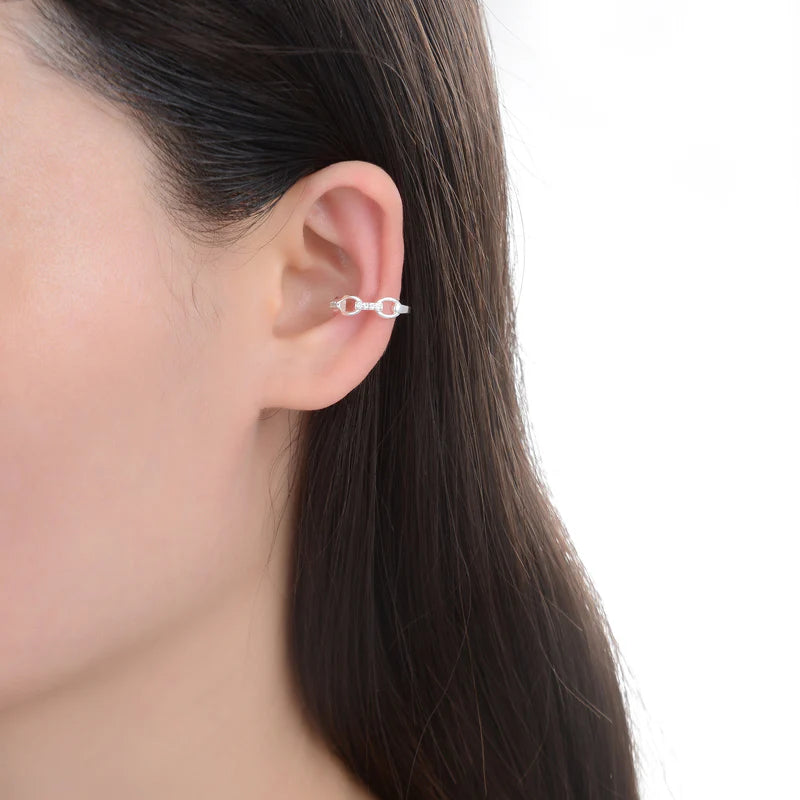 Zarcillos de Presión de Eslabones (Ear-Cuff) en Plata 925 (1 Pieza)
