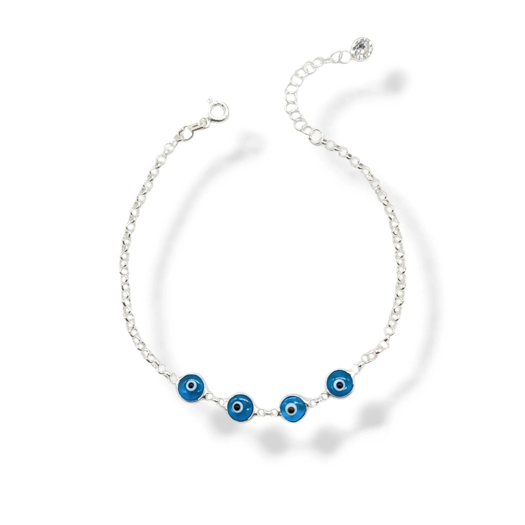 Pulsera de Ojo Turco con Puntos de Luz en Plata 925